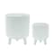Homeroots Set of Two White Ceramic Striped Footed Pot Planters, 2PK 517986 - alternate 1