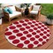 Homeroots 8' Red And Ivory Round Polka Dot Washable Indoor Outdoor Area Rug 614937 - alternate 1