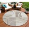 Homeroots 8' Ivory And Beige Round Geometric Washable Indoor Outdoor Area Rug 612583 - alternate 1