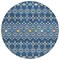 Homeroots 8' Navy Blue Ivory And Peach Round Geometric Washable Indoor Outdoor Area Rug 612204 - alternate 6