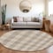 Homeroots 8' Beige And Brown Round Plaid Washable Indoor Outdoor Area Rug 595459 - alternate 6