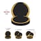 Smarty Had A Party 7.5" Black with Gold Moonlight Round Disposable Plastic Appetizer/Salad Plates (120 Plates), 120PK 967BG-CASE - alternate 7