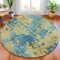 Homeroots 8' Blue And Beige Round Abstract Washable Indoor Outdoor Area Rug 630677 - alternate 1