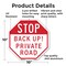 Signmission Stop Back Up! Private Road, 10 Inch X 10 Inch, Aluminum Metal Signs OC-A-10-232 - alternate 6