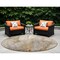 Homeroots 8' Round Brown Round Abstract Washable Non Skid Indoor Outdoor Area Rug 559573 - alternate 1