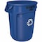 Rubbermaid Commercial 32 gal Round Recycling Bin, Blue/Satin Alum FG263273BLUE - alternate 1