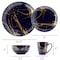 Elama Fine Marble 16 Piece Ceramic Dinnerware Set in Dark Blue with Gold Veining EL-FINEMARBLE-DB-GLD - alternate 6
