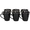 Elama Paul 6 Piece Stoneware Mug Set in Matte Black with Gold Rim ELM-PAUL6M - alternate 6