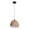 Jonathan Y Campana 10.25" 1-Light Bohemian Modern Woven Rope/Iron LED Pendant, Brown JYL6513E - alternate 1