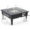 Leisuremod Walbrooke Outdoor Patio Aluminum Square Fire Pit Side Table with Lid and Fire Glass, Black WBL-27-GL - alternate 1