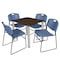 Regency Square Kee Breakroom Table W/ 4 Zeng Stack Chairs, 30 in W, 30 in L, Neo Walnut TB3030NWBPCM44BE - alternate 1