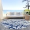 Homeroots 8' Navy Blue And Ivory Round Abstract Washable Indoor Outdoor Area Rug 614373 - alternate 5
