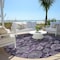 Homeroots 8' Eggplant Purple And Lavender Round Damask Washable Indoor Outdoor Area Rug 588162 - alternate 8