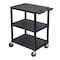 Luxor Utility Cart with Lipped Plastic Shelves, 300 lb Load Capacity, 3 Shelves, 24 in L, 18 in W STC222-B - alternate 11