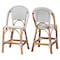 Bali & Pari Genica Classic French Two-Tone Navy and White Weaving and Natural Rattan 2-Piece Counter Stool Set 251-2PC-13956-ZORO - alternate 1