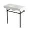 Kingston Brass 36" Ceramic Console Sink with Stainless Steel Legs, 8-Inch, 3-Hole, White/Matte Black KVPB36198W380 - alternate 1