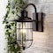 Jonathan Y Westfield 10.5" 1-Light Iron/Seeded Glass Rustic Industrial Cage LED Outdoor Sconce, Oil Rubbed Bronz JYL7604A - alternate 12