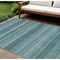 Homeroots 9' X 12' Teal Blue And Aqua Striped Washable Indoor Outdoor Area Rug 610616 - alternate 1