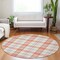 Homeroots 8' Coral And Beige Round Plaid Washable Indoor Outdoor Area Rug 601322 - alternate 8