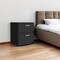 Homeroots 19" Black Wood Two Drawer Nightstand with Integrated Tech 518172 - alternate 5