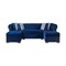 Homeroots Blue Velvet U Shaped Three Piece Sofa and Chaise Sectional With Toss Pillows 643891 - alternate 7