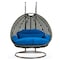 Leisuremod Beige Wicker Hanging 2 person Egg Swing Chair with Blue Cushions ESCBG-57BU - alternate 1