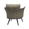 Homeroots 32" Gray And Taupe Woven Aluminum Outdoor Arm Chair with Taupe Cushion 556638 - alternate 7