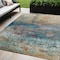 Homeroots 5' X 8' Teal Blue Orange And Beige Abstract Washable Indoor Outdoor Area Rug 631456 - alternate 1