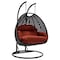 Leisuremod Mendoza Charcoal Wicker Hanging 2 person Egg Swing Chair with Cherry Cushions MSCCH-53CHR - alternate 1