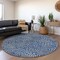 Homeroots 8' Navy Blue And Gray Round Abstract Washable Indoor Outdoor Area Rug 599822 - alternate 6