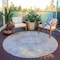 Homeroots 8' Silver Round Floral Medallion Washable Indoor Outdoor Area Rug 607940 - alternate 6