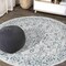 Jonathan Y Rozetta Boho Medallion Textured Weave Gray/Teal 5 ft Round Indoor/Outdoor Area Rug SMB102C-5R - alternate 1