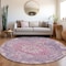 Homeroots 8' Purple Round Floral Medallion Washable Indoor Outdoor Area Rug 607850 - alternate 7