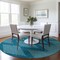 Homeroots 8' Teal Blue And Ivory Round Geometric Washable Indoor Outdoor Area Rug 598624 - alternate 5