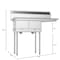 Koolmore 2 Compartment Stainless Steel NSF Commercial Kitchen Prep & Utility Sink with Drainboard SB121610-16R3 - alternate 8