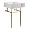Kingston Brass 24" Solid Surface Console Sink with Brass Legs, 8-Inch, 3-Hole, Matte White/Brushed Brass KVPB3248SQA7 - alternate 1