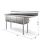 Koolmore 75 in. Three Compartment Commercial Sink Bowl Size 18x18x14 Stainless-Steel with Right Drainboard KM-SC181814-18R3 - alternate 5