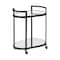 Homeroots Cyclider Black Metal With Two Mirror Glass Shelves Bar Cart 376020 - alternate 1
