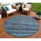 Homeroots 8' Blue And Gray Round Striped Washable Indoor Outdoor Area Rug 615838 - alternate 1