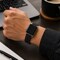 Elegani Hybrid Leather Rubber Band Compatible with Apple Watch 46mm, Black/Red, Silver Buckle QRALGM-BLKRED-46 - alternate 3