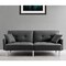 Homeroots 85" Dark Gray Polyester Blend Convertible Futon Sleeper Sofa And Toss Pillows With Silver Legs 544955 - alternate 1