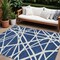 Homeroots 9' X 12' Navy Blue And Ivory Geometric Washable Indoor Outdoor Area Rug 600478 - alternate 1