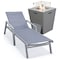 Leisuremod Marlin Grey Aluminum Patio Chaise Lounge Chair With Arms & Square Fire Pit Table, Dark Grey MLAGRCF21-77DGR - alternate 1