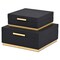Homeroots Set of Two Black And Gold Striped Square Nesting Storage Boxes With Lids, 2PK 712928 - alternate 9