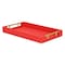 Homeroots 16" Red Wood and Vinyl Faux Shagreen Handmade Serving Tray With Handles 571242 - alternate 1