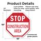 Signmission Stop Construction Area, 18 Inch X 18 Inch, Plastic Sign OC-P-18-43 - alternate 5