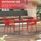 Leisuremod Devon 3-Piece Patio Dining Set, Tempered Glass Top Table & 2 Stackable Arm Chairs, Red DT20CAR2 - alternate 10