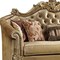 Homeroots 89" Bone Faux Leather Sofa And Toss Pillows With Gold Legs 490995 - alternate 5