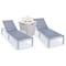 Leisuremod Marlin White Aluminum Patio Chaise Lounge Chair Set of 2 with Square Fire Pit Table, Dark Grey MLWCF21-77DGR2 - alternate 1