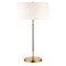Homeroots 25" Gray and Gold Metal Two Light Table Lamp With White Drum Shade 524311 - alternate 1
